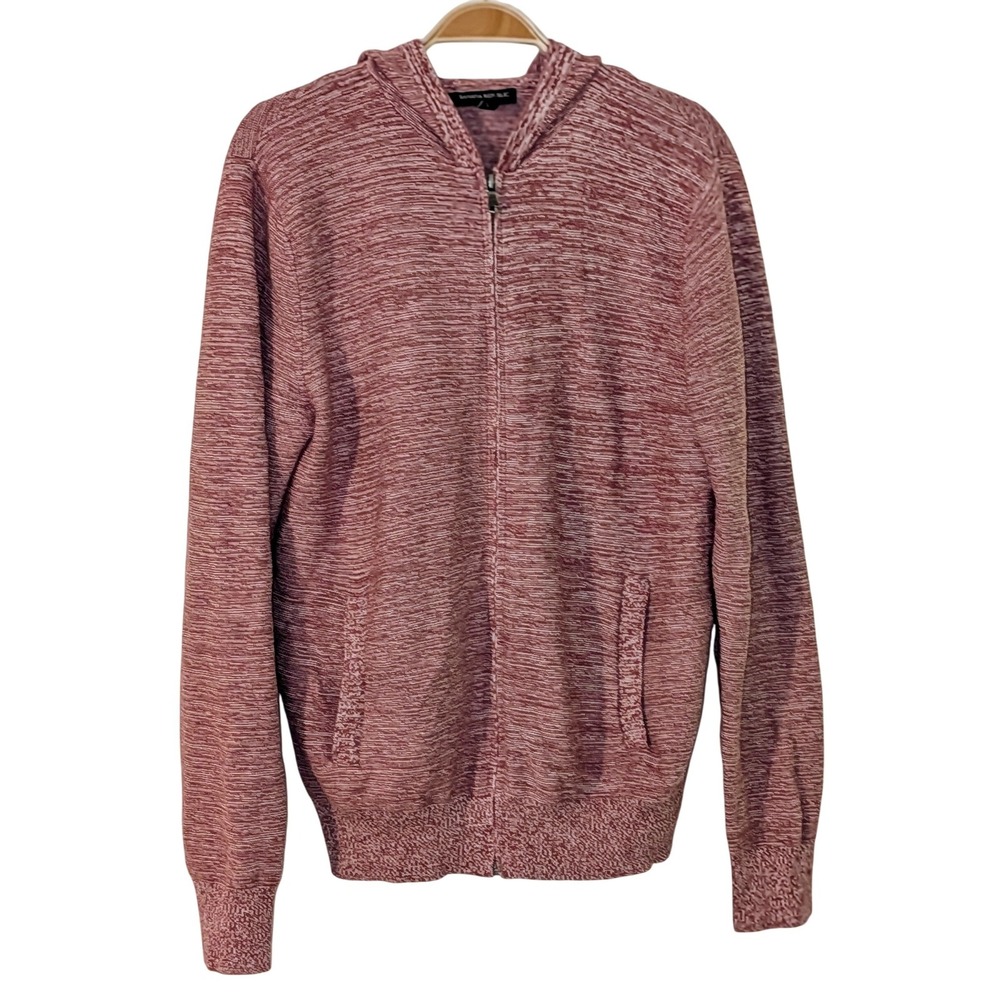 Banana Republic Men's Heathered Red Full Zip Hoodie Sweater Size S Cotton‎ Blend